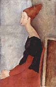 Amedeo Modigliani Portrader Jeanne Heuterne in dunkler Kleidung oil painting on canvas